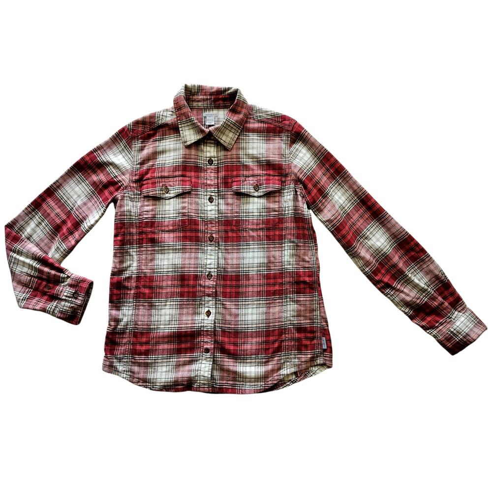 Carhartt Women's Red Cream Plaid Long Sleeve Button Down Shirt Size M